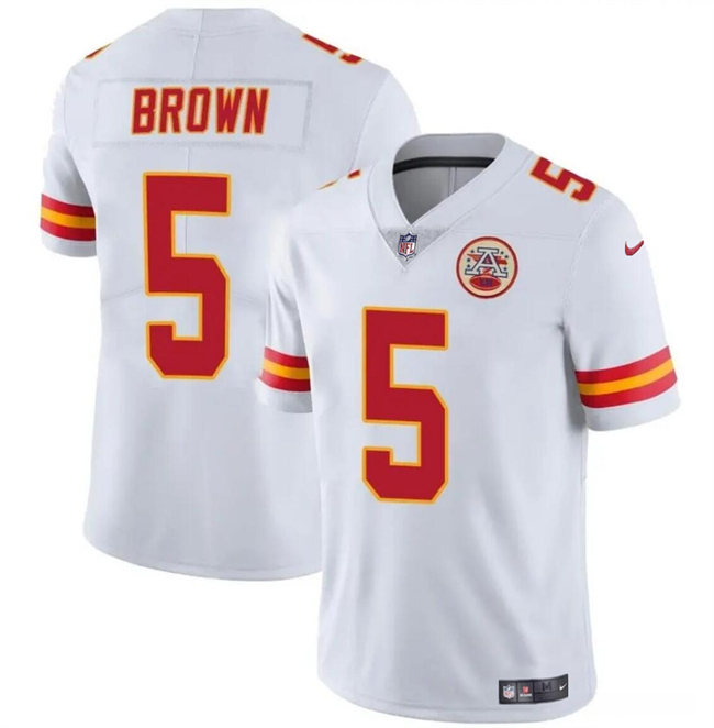 Men??s Kansas City Chiefs #5 Hollywood Brown White Vapor Untouchable Limited Football Stitched Jersey